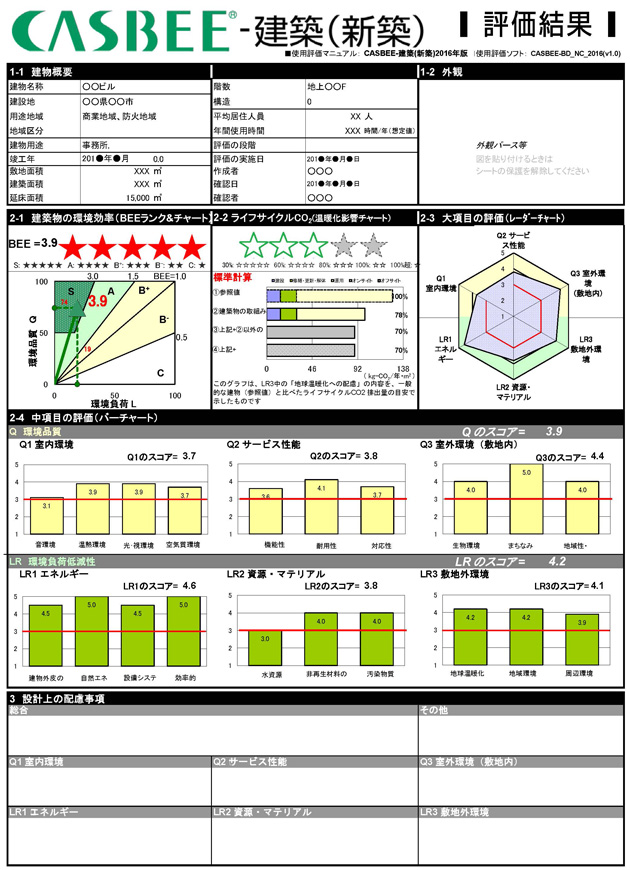 評価結果表示シート（CASBEE-建築（新築）の場合） 