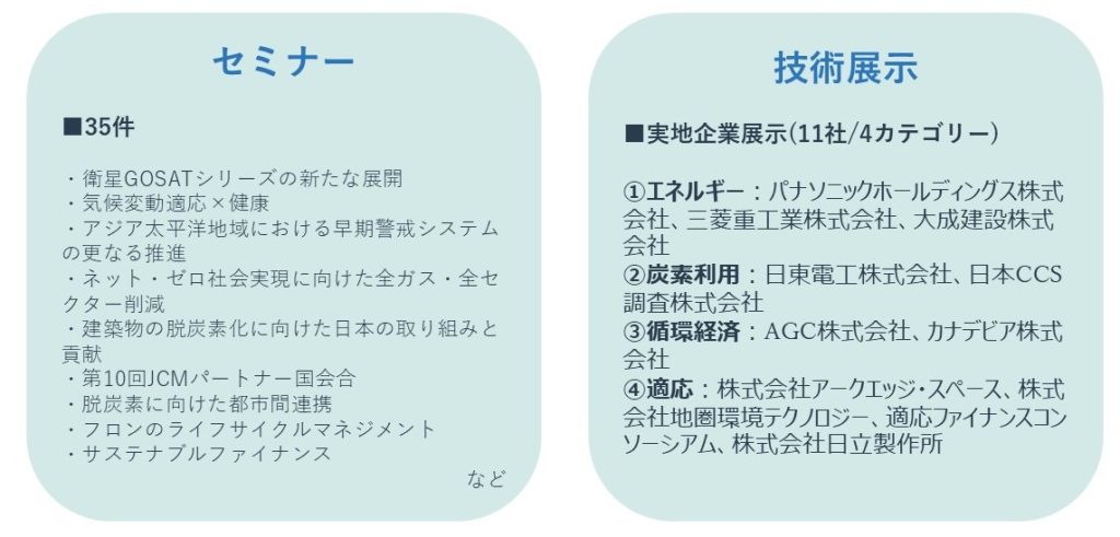 ジャパンパビリオンで開催されたセミナーと実地企業展示について